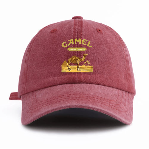 1 Pc CAMEL Print Washed Baseball Cap, Classic Casual Stylish , Perfect Gift For Grandpa Families And Friends